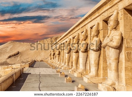 Northern colonnaded facade of the Mortuary Temple of Hatshepsut, Luxor, Egypt Royalty-Free Stock Photo #2267226187
