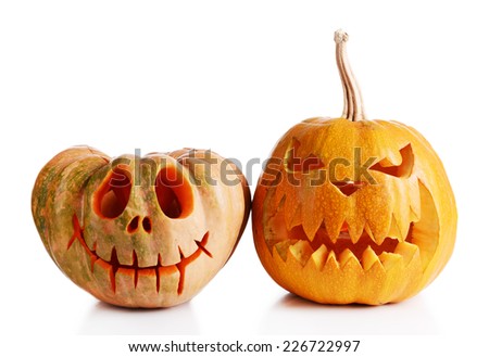 Halloween pumpkins isolated on white