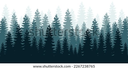 Coniferous forest background. Nature, landscape. Evergreen coniferous trees. Pine, spruce, silhouette vector