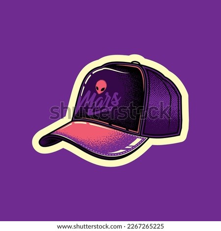 Original vector illustration in vintage style. Headdress. Baseball cap. Design elements. T-shirt design.