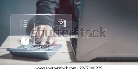 Business Planne, audit and financial research, accounting report, Financial statements, preparation of reports Financial reporting concept, digital accounting. Royalty-Free Stock Photo #2267280929
