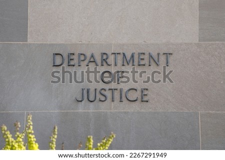 Sign at the Department of Justice in Washington, DC.
 Royalty-Free Stock Photo #2267291949