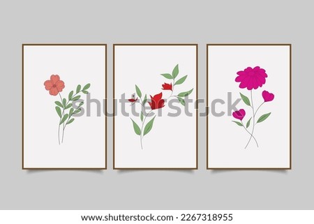 botanical flower wall art print collection,vector eps10