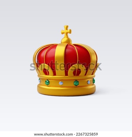 3d Vector Golden Royal Crown, Monarchy Royality Luxury Medieval Decoration. Eps 10 Vector.