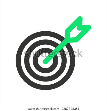 Duo tone target icon, gray and green, business, dart