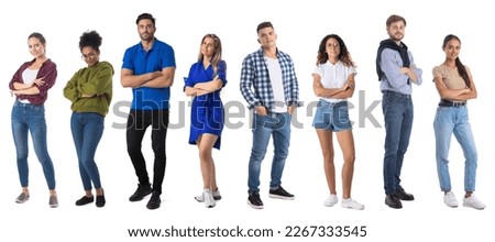 Set of full length portraits of diverse people in casual clothes isolated on white background Royalty-Free Stock Photo #2267333545