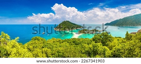 Panorama of  Nang Yuan Island, Koh Tao, Thailand in a summer day