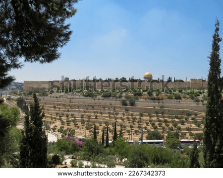The view from Jerusalem to the Mount of Olives is steeped in religious and cultural significance, with the picture capturing the reverence and respect with which it is held.                           
