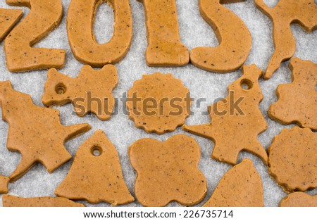 Background with Gingerbread dough for Christmas cookies
