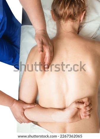 masseur osteopath back massage back shoulder blade, pain points Royalty-Free Stock Photo #2267362065
