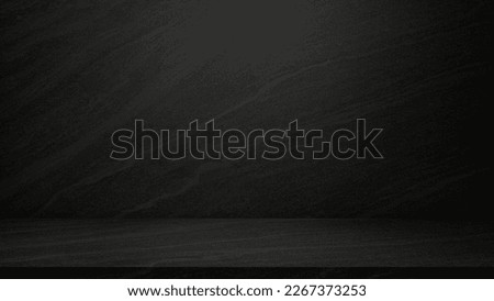 dark black marble wall room interiors studio backdrop and marble floor. well editing montage for display products and text. free space for showing product. concrete room with light from above.
