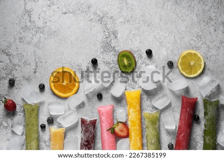 Ice popsicles, Ice Pops, Freezer pops. Brazilian Freezies. Frozen dessert. Royalty-Free Stock Photo #2267385199