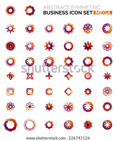Flower, star shaped business icons, mega collection