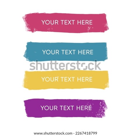Color brush strokes. Vector paintbrush set, brush strokes templates. Grunge design elements. Long text boxes. Vector