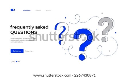 Frequently Asked Questions Concept. Flat Vector Illustration Exclamation and Question Marks. Online Support web page. Royalty-Free Stock Photo #2267430871