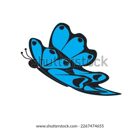 Cartoon butterfly with spread wings on a white background. Vector illustration