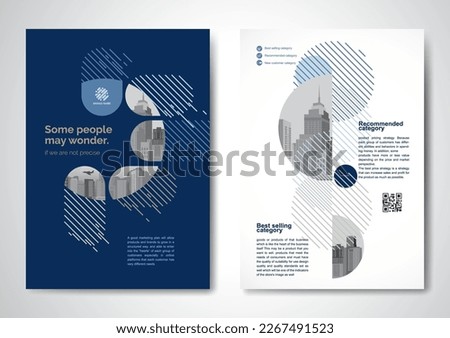 Template vector design for Brochure, AnnualReport, Magazine, Poster, Corporate Presentation, Portfolio, Flyer, infographic, layout modern with blue color size A4, Front and back, Easy to use and edit. Royalty-Free Stock Photo #2267491523