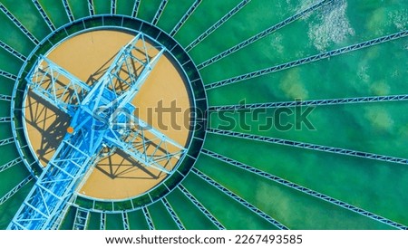 Aerial view of metropolitan waterworks authority. Drinking Water Treatment. Microbiology of drinking water production and distribution, water treatment plant Royalty-Free Stock Photo #2267493585