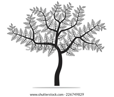 black tree silhouette isolated on white background, vector