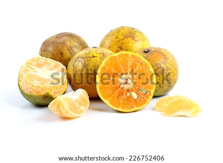 Orange on white background.