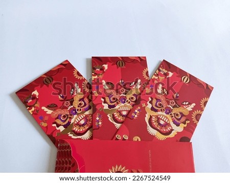 Chinese red envelope, angpao or angpau with isolated white. money gift for happy Lunar New Year holiday. Envelope Red gift bag for the money in the Chinese New Year