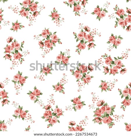 seamless cute small flower pattern on white background Royalty-Free Stock Photo #2267534673