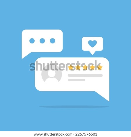 User reviews and feedback icon in flat style. Product rating vector illustration on isolated background. Review feedback sign business concept. Royalty-Free Stock Photo #2267576501