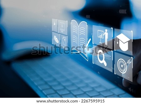 young woman with learning language during online courses using netbook , 

e-learning education concept, learning online with webinar, video tutorial, internet lessons