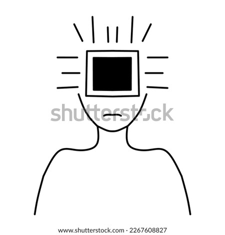 Vector logo icon of a person with a chip in their head on a white background