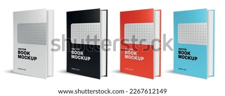 Realistic book mockup design template set with four isolated images of colored books with modern cover vector illustration