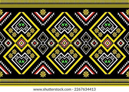 Ethnic geometric oriental traditional with colorful elements seamless pattern. designed for background, wallpaper, clothing, wrapping, fabric, Batik, decorating, embroidery style, vector