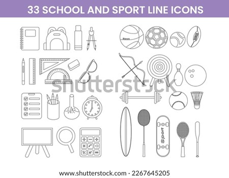 Set of school and sport line icon for your decoration picture
