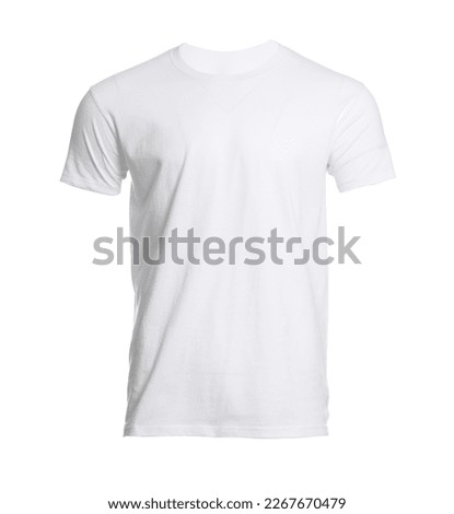 Mannequin with stylish men's t-shirt isolated on white. Mockup for design Royalty-Free Stock Photo #2267670479