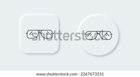 Sunglasses line icon in neomorphic design style. Eyewear signs vector illustration.