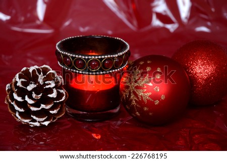 Christmas decoration with a red background