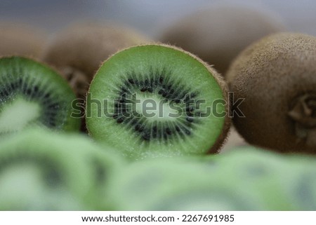 Close up kiwi fruit slice. Macro photography kiwi 
