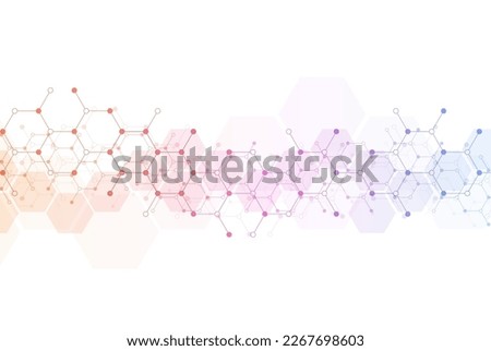 Hexagons pattern background. Genetic research, molecular structure. Chemical engineering. Concept of innovation technology. Used for design healthcare, science and medicine background  Royalty-Free Stock Photo #2267698603