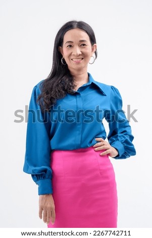 Portrait Confident Smile Business Designer Asian Woman Pink Office Suit Asian Business Girl Startup Success Leader Business Power Woman Executive Person Looking at Camera Copy Space Isolated White
