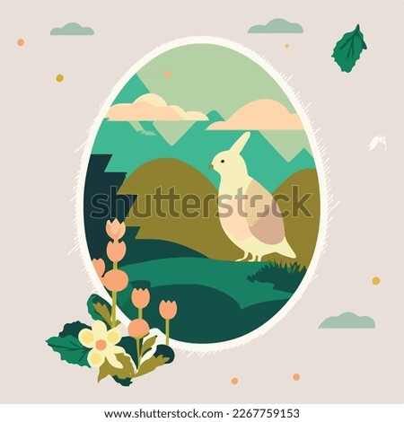 Happy Easter postcard simple flat vector illustration without text