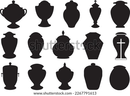 Set of different funeral cremation urns isolated on white Royalty-Free Stock Photo #2267791613
