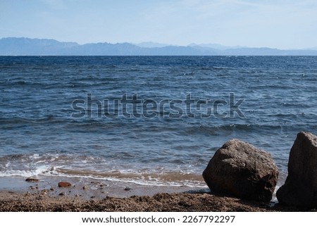 Red Sea in the Gulf of Aqaba, surrounded by the mountains of the Sinai Peninsula, Dahab