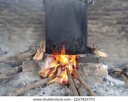 burning wood in a hot fireplace