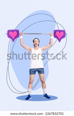 Exclusive magazine picture sketch collage image of excited funky guy working hard getting likes isolated painting background Royalty-Free Stock Photo #2267832701