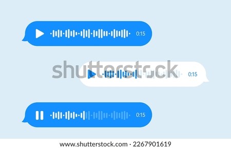 Voice message bubble, audio chat or messenger interface, vector UI UX. Voice message bubbles, chat audio record play records for mobile phone messenger Royalty-Free Stock Photo #2267901619