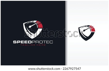 Fire speed and shield logo vector