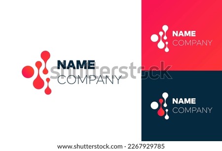Abstract digital logo, red and dark blue background. Editable color, data icon