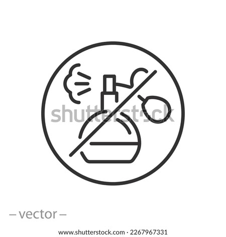 no scent icon, aroma free, smell absence concept, does not contain odor, thin line symbol on white background - editable stroke vector illustration eps10
