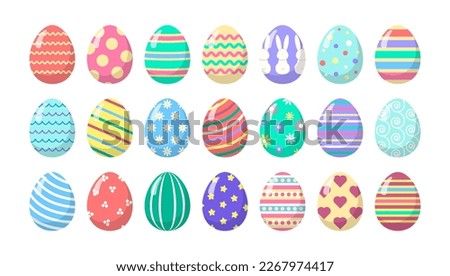Cartoon fancy Easter Eggs collection in pastel colors. Isolated vector eggs with different patterns