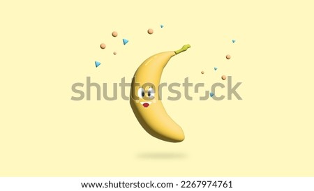 cute banana fruit with 3D view. Very suitable for health, make you more enthusiastic to stay healthy by eating fruit.