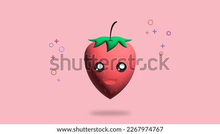 cute strawberry fruit with 3D view. Very suitable for health, make you more enthusiastic to stay healthy by eating fruit.